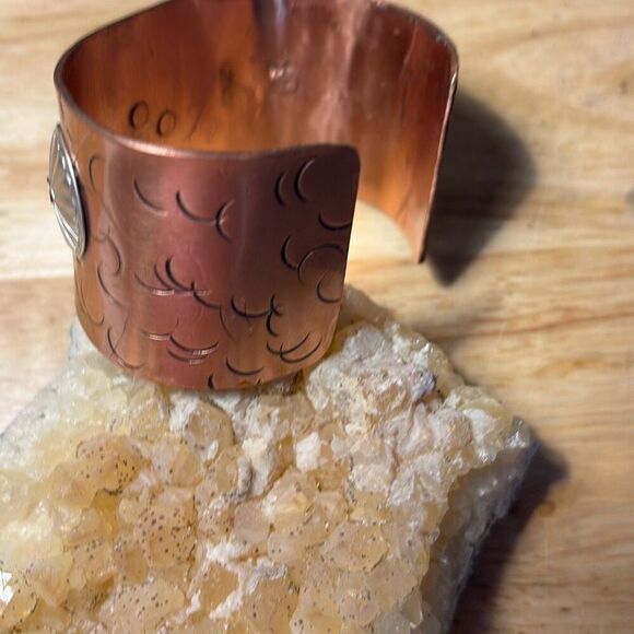 Bracelet, Turquoise & Opal Copper Cuff, NEW, sterling accents, Handmade, Artisan - Picture 10 of 12